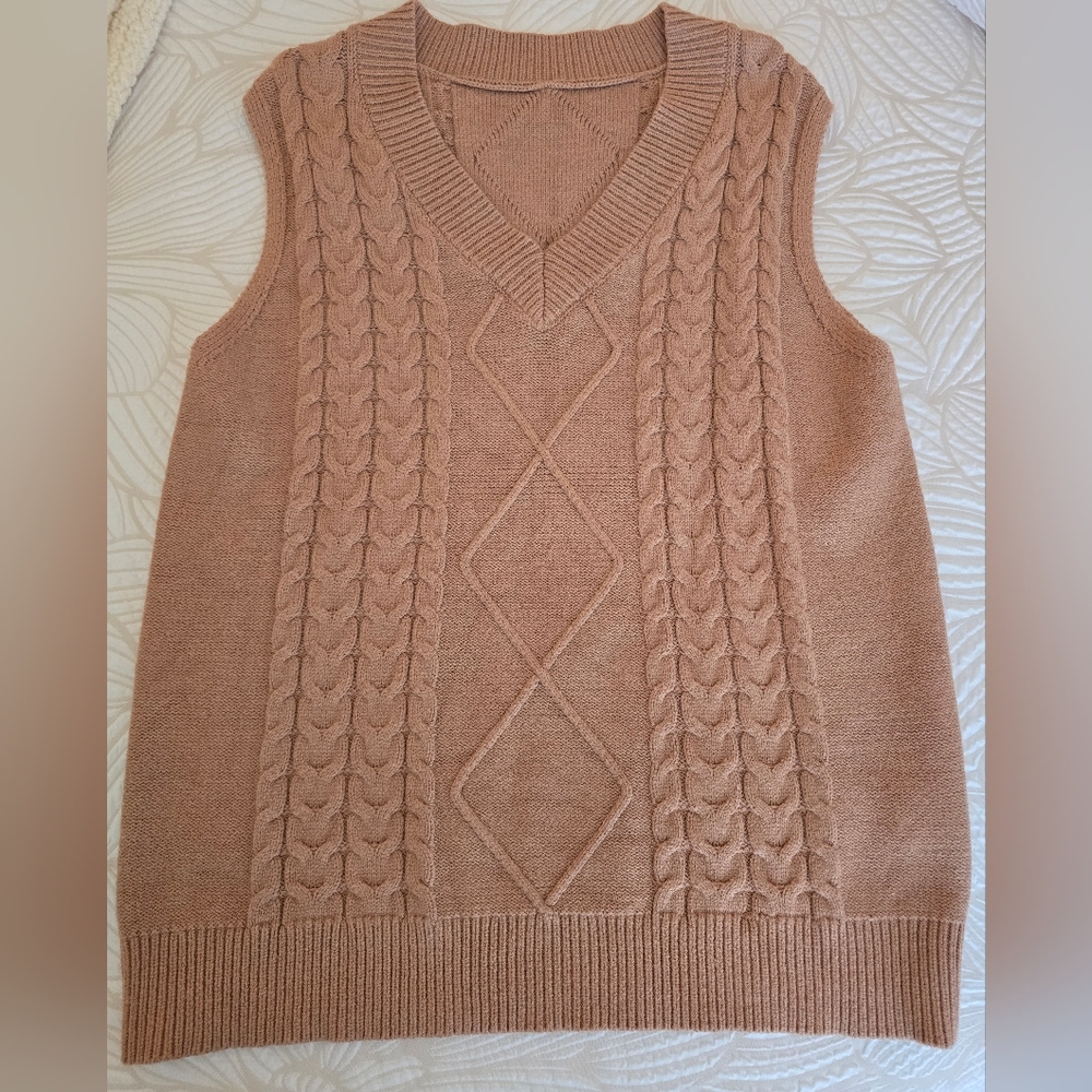 EVALESS Oversized Sweater Vest for Women V Neck Sleeveless Solid Color - Picture 3 of 6